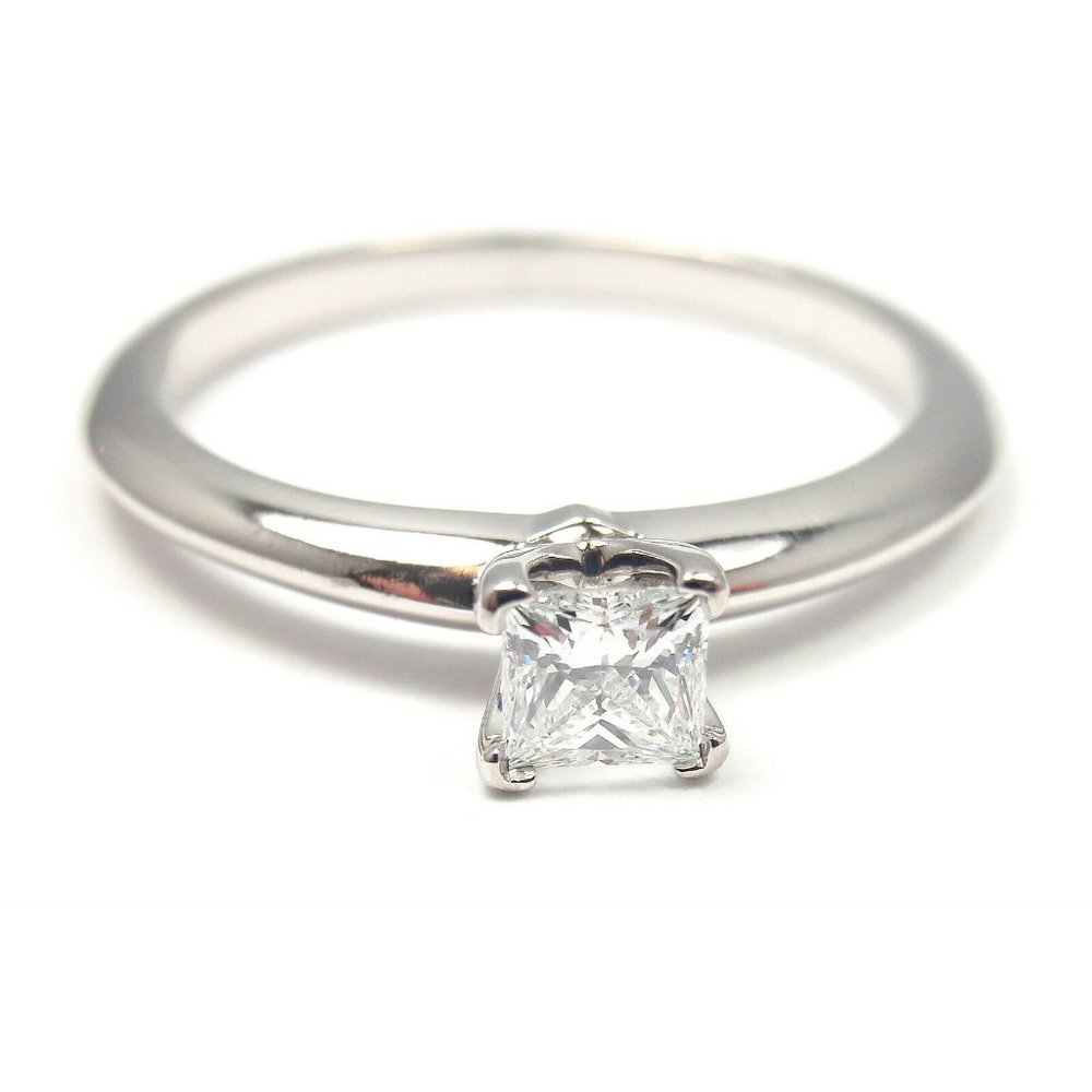 Tiffany & Co Platinum Square Cut Diamond 0.22ct Vs2 D Triple X Engagement Ring​